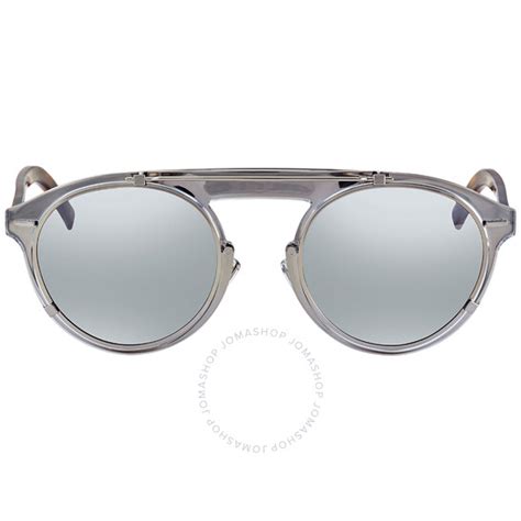 Dior Genese Grey Silver Mirror Round Men's 